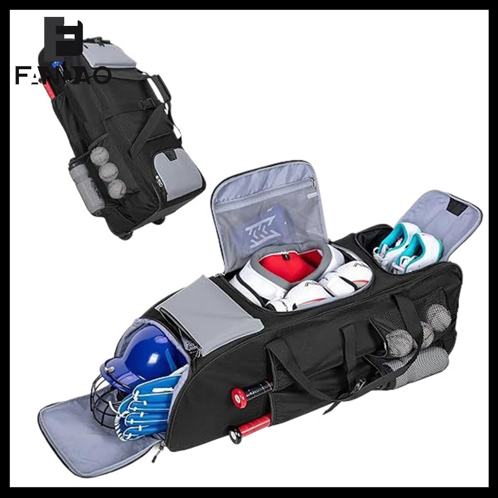 Sports Equipment Bag With Wheels - حقيبة بيسبول تكتيكية كبيرة السعة لتخزين