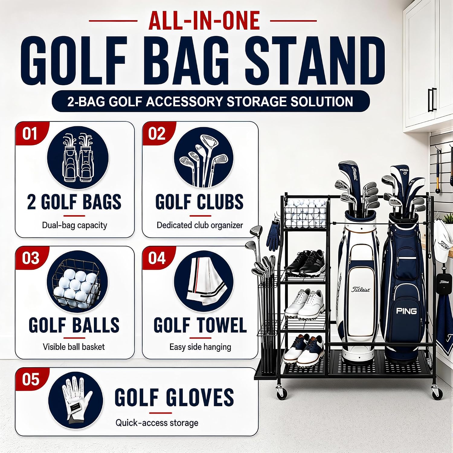 رف تخزين حقائب الجولف شديد الت - مراجعة Sports Equipment Bag With Wheels وسعره